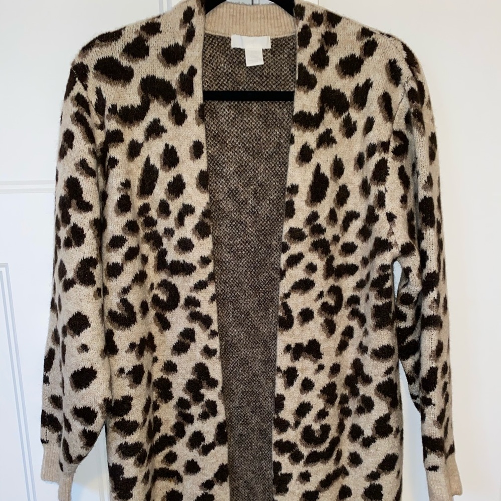 H&M Leopard Print Long Cardigan